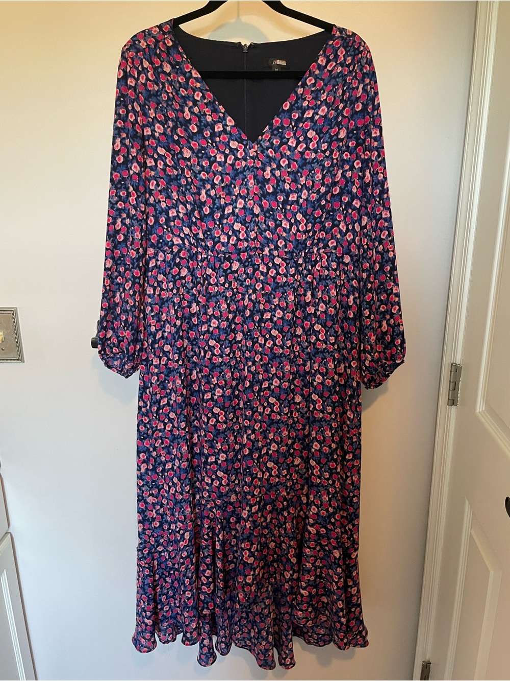 J. Crew Navy Floral Midi Dress